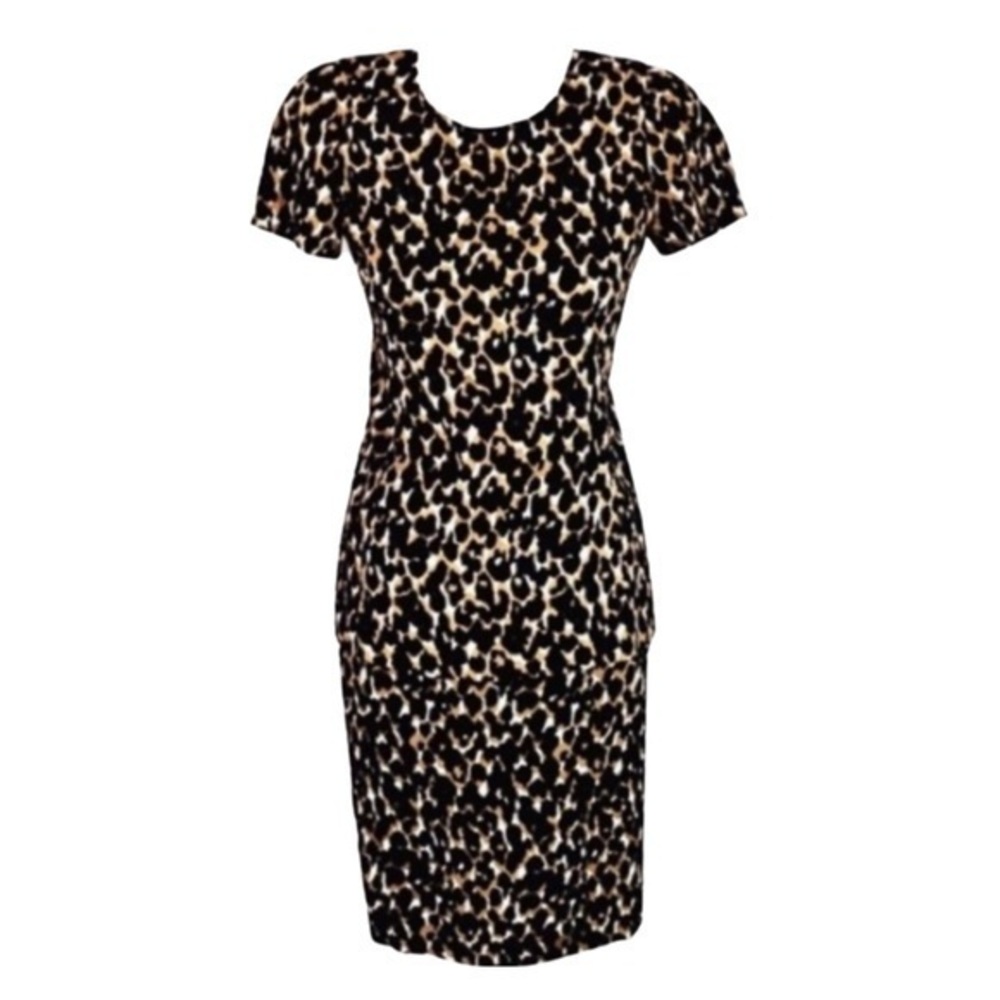 Ann Taylor petite leopard shirt & skirt silk set